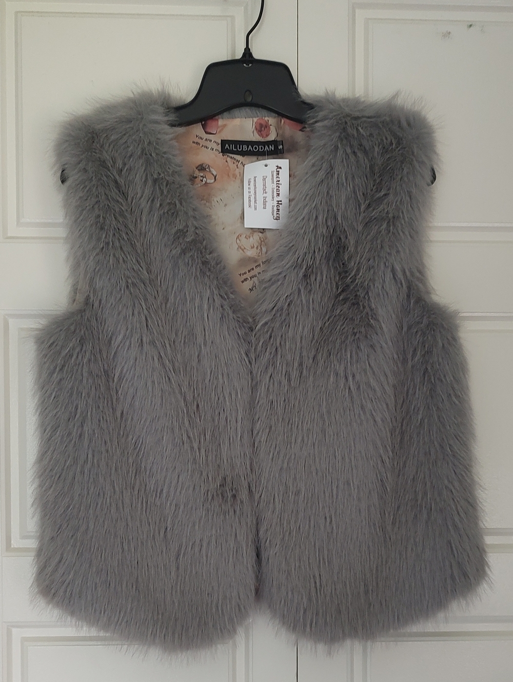 Women's Gray Faux Fur Vest - Sleeveless Layering Coat